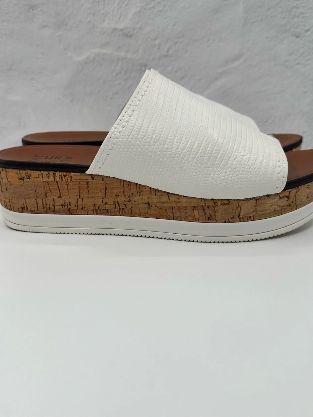 Naturalizer White Cork Platform Slide Sandals - Women